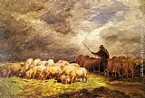 Charles Emile Jacque Famous Paintings - The Swineherd